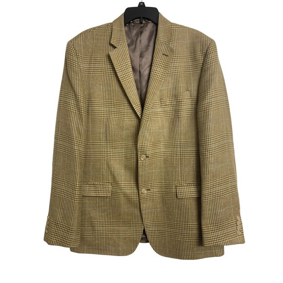 Lauren Ralph Lauren Black Label Slim Fit Glen Plaid Wool Silk Linen Blazer 46L